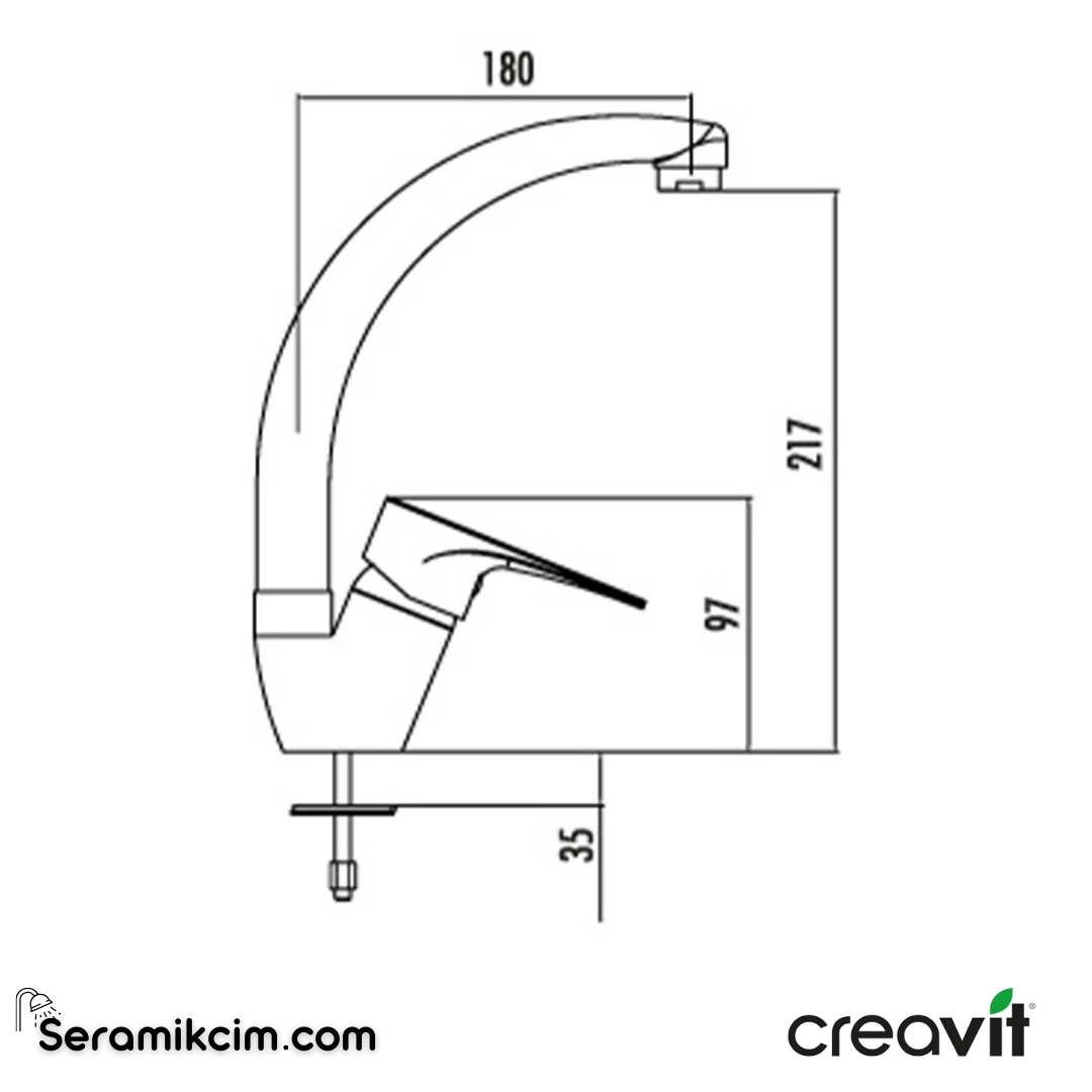 Creavit Vega Mutfak Kuğu Döner Borulu Armatürü  BT.VG7507 - BT.VG7507