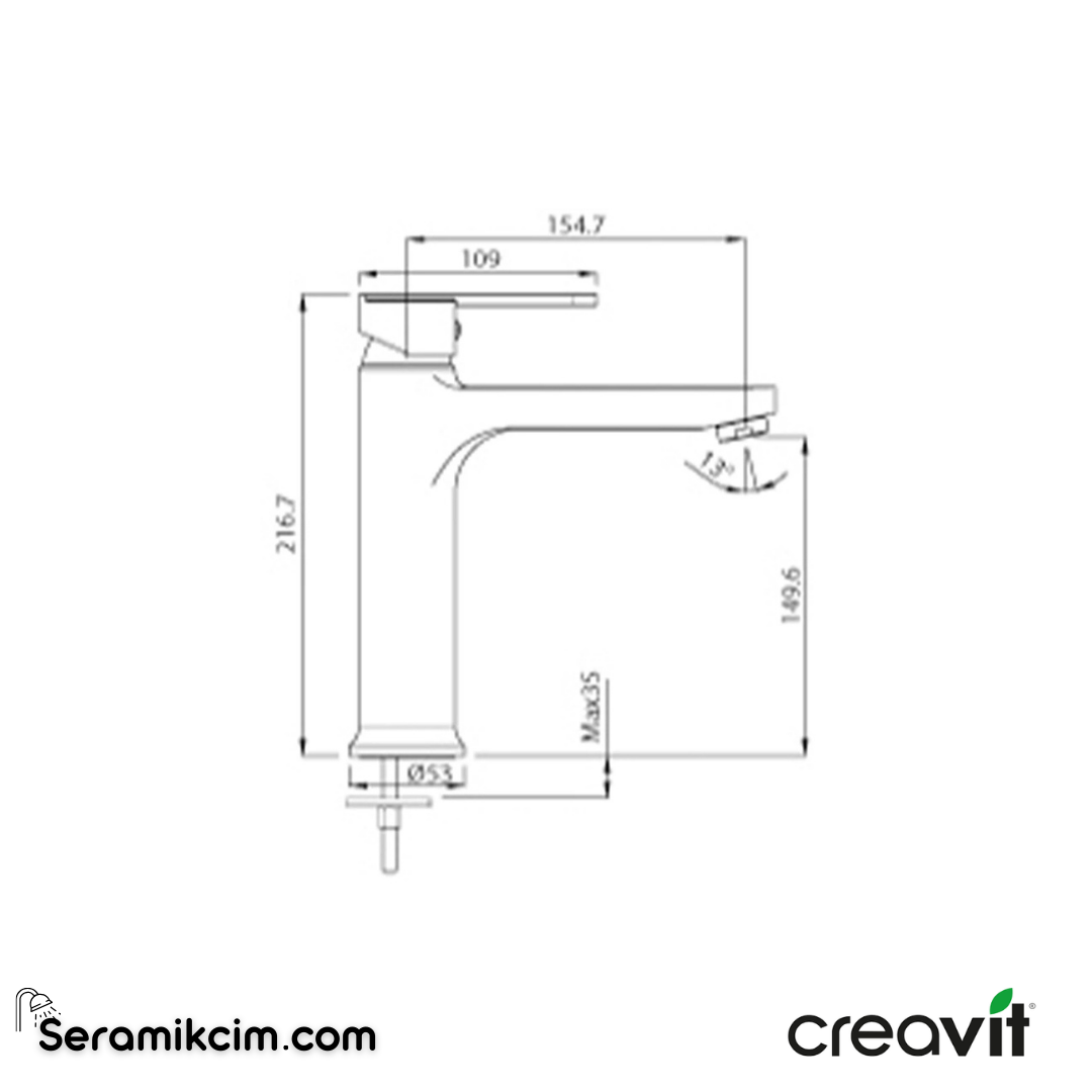 Creavit Vega Orta Lavabo Armatürü  BT.VG1841 - BT.VG1841