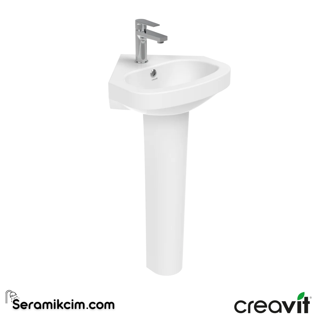 Creavit Vitroya Köşe Lavabo 45 cm Extra Beyaz VT145-00CB00E-0000 - VT145-00CB00E-0000