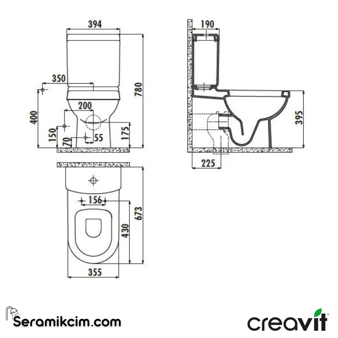 Creavit Vitroya Rezervuar Extra Beyaz VT410-00CB00E-0000 - VT410-00CB00E-0000