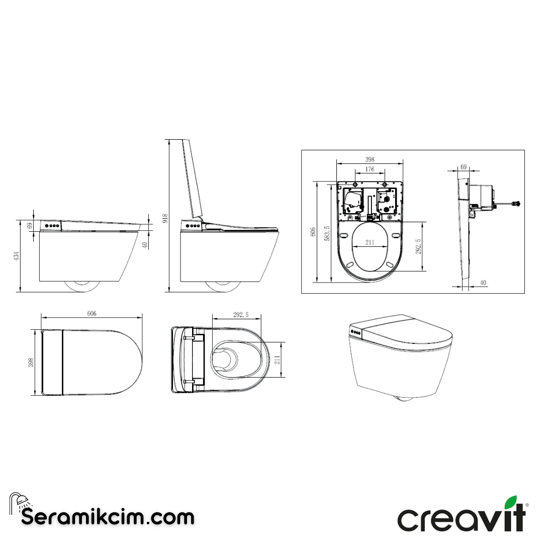 Creavit WQ Akıllı TP.YK. Beyaz Klozet Kapağı KC3003.01.0000E - KC3003.01.0000E