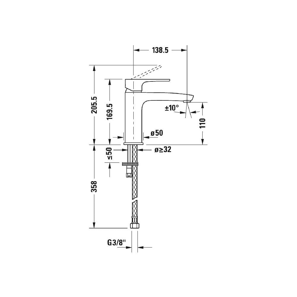 DURAVİT B.1 Lavabo Bataryası, Medium_STOKLARLA SINIRLI B11020002010