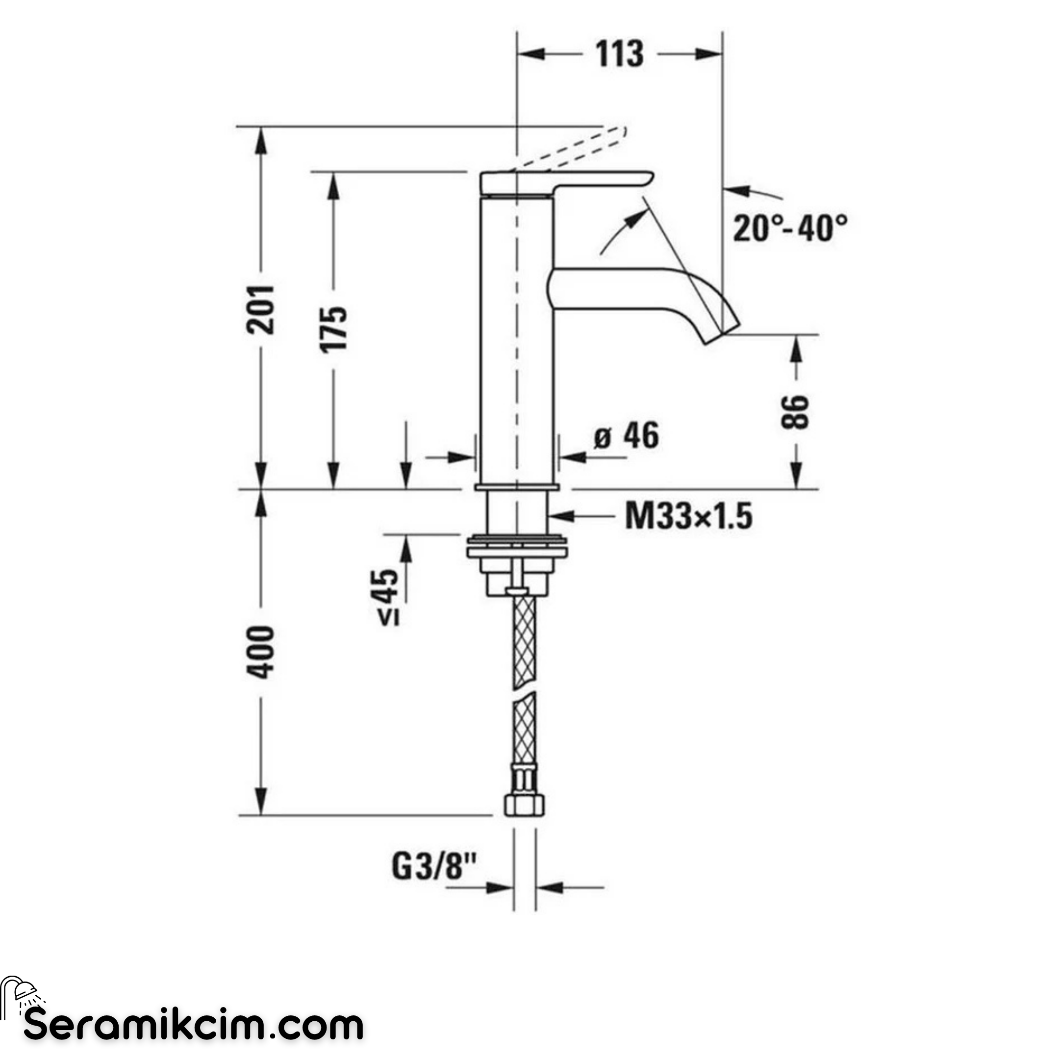 Duravit C.1 Lavabo Bataryası (M Boy) Krom C11020002010
