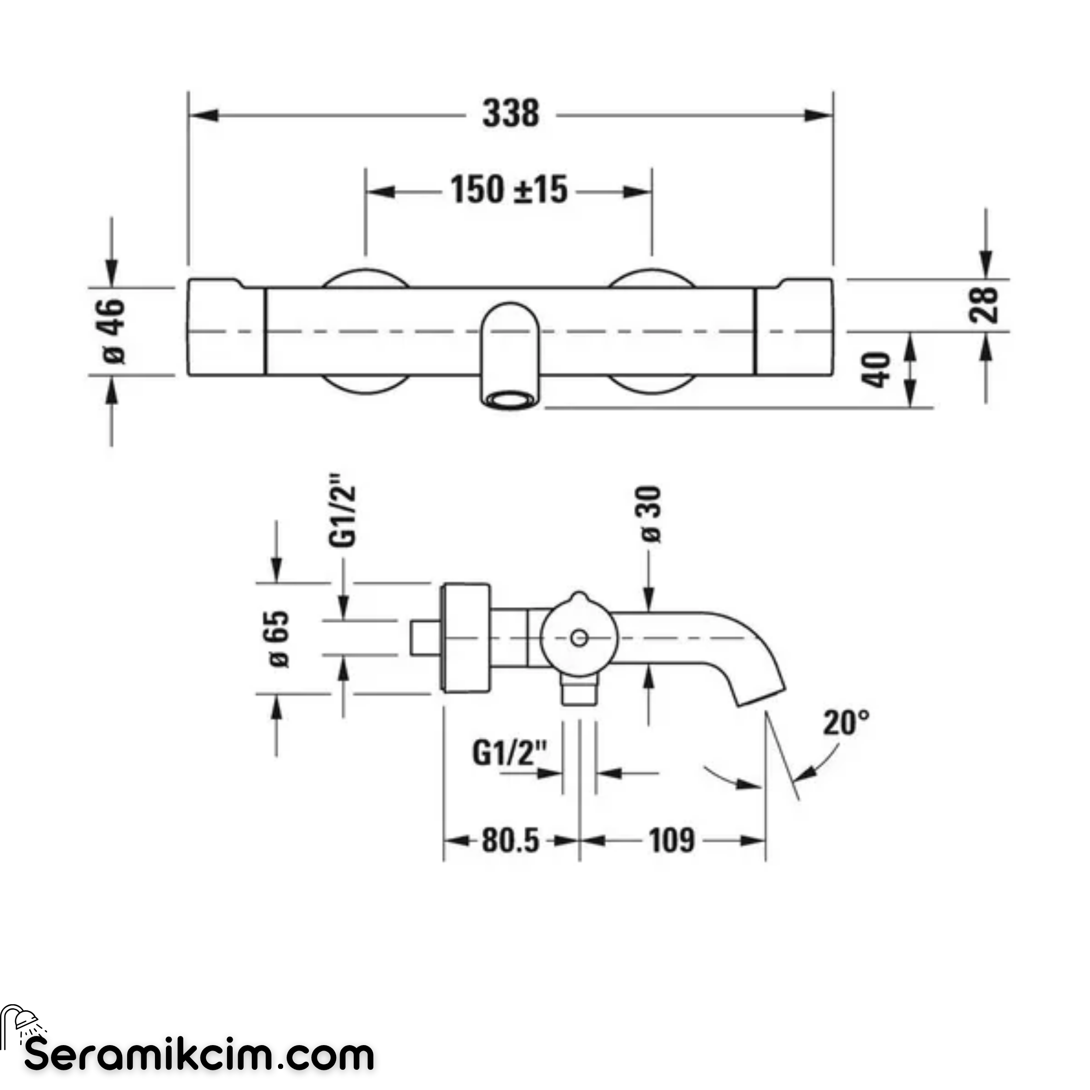 Duravit C.1 Termostatik Banyo Bataryası Krom C15220000010