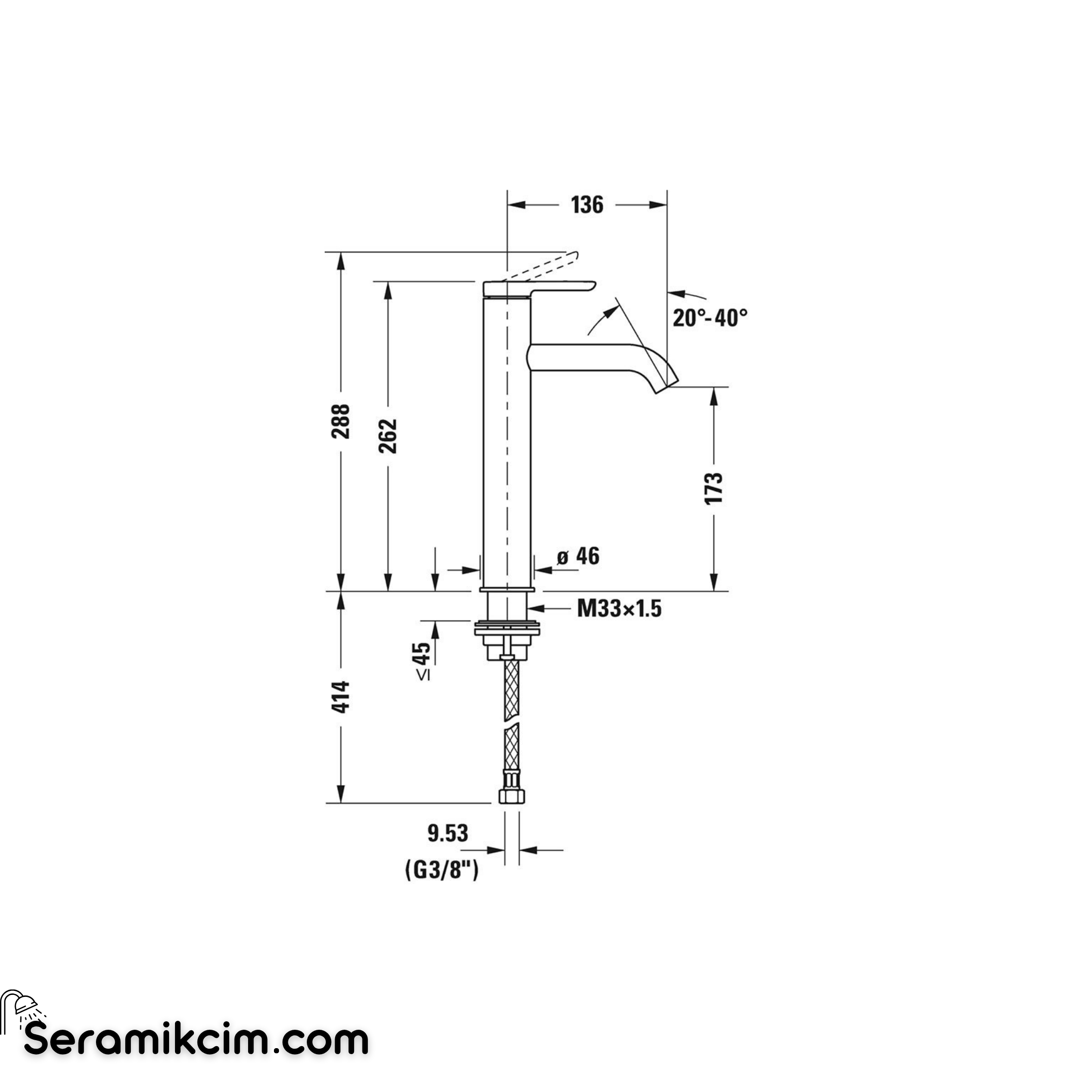 Duravit C.1 Çanak Lavabo Bataryası (L Boy) Krom C11030002010