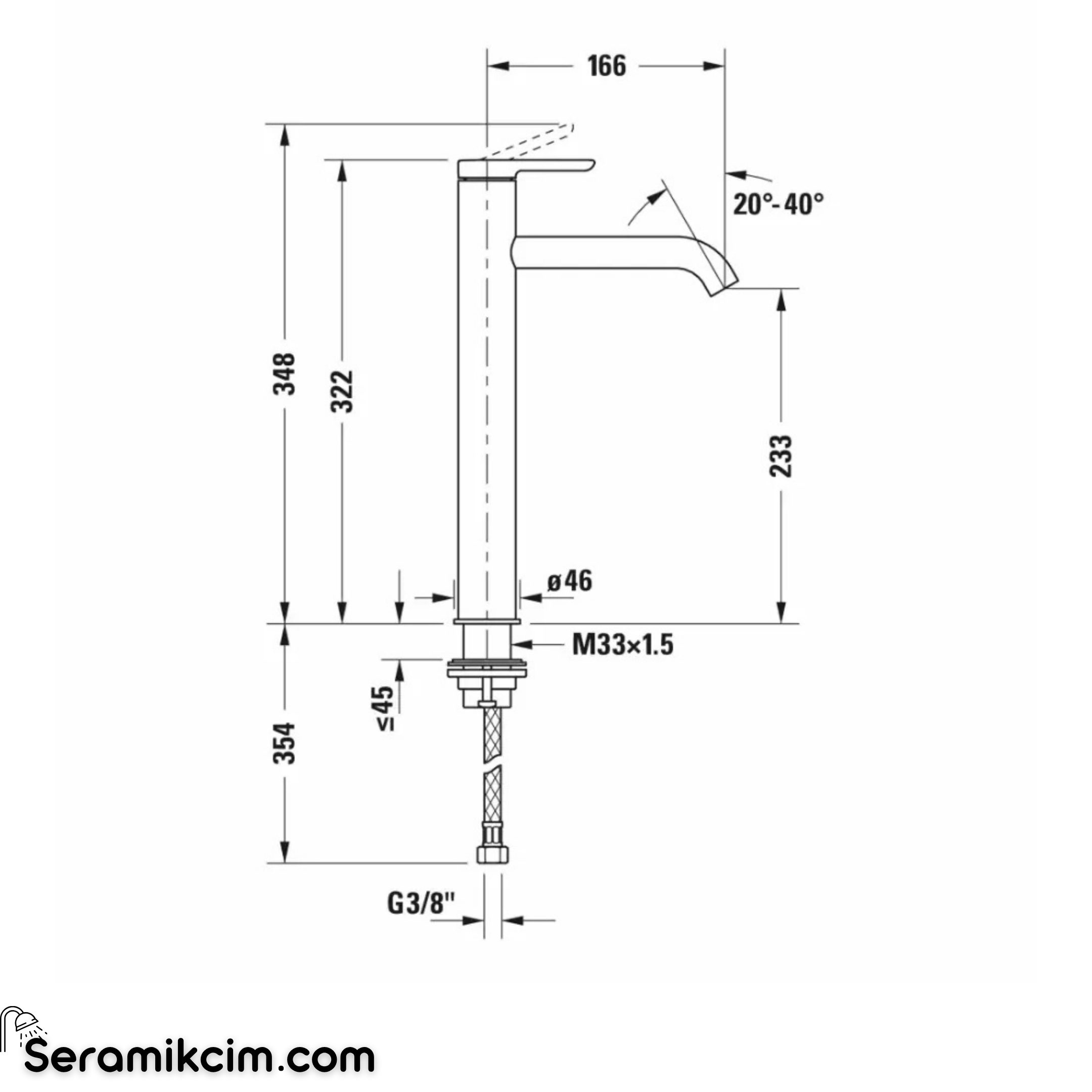 Duravit C.1 Tezgah Üstü Lavabo Bataryası (XL Boy) Krom C11040002010