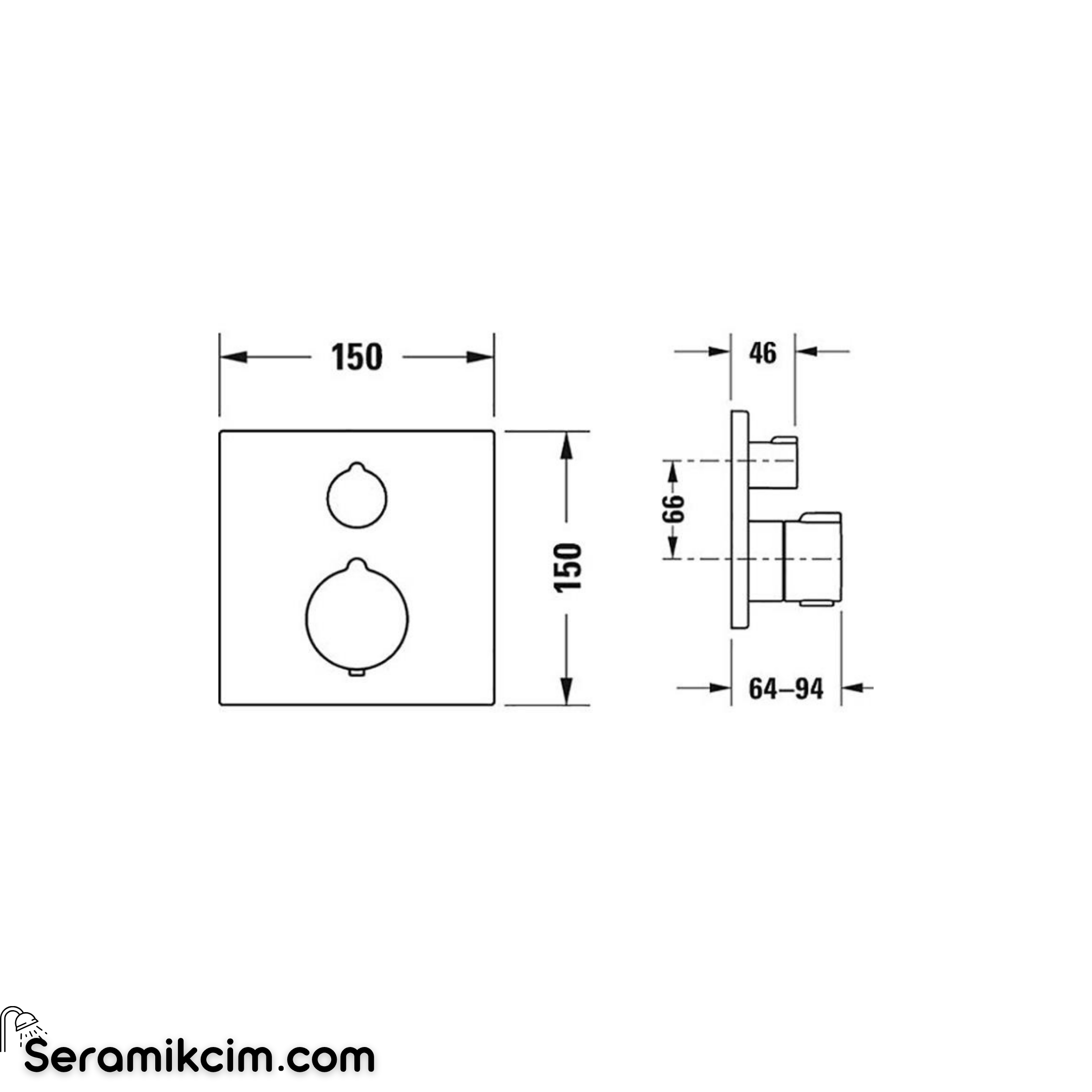 Duravit C.1 Ankastre Termostatik Banyo Bataryası, 2 Yollu (Sıva Üstü Grubu) Krom C14200013010