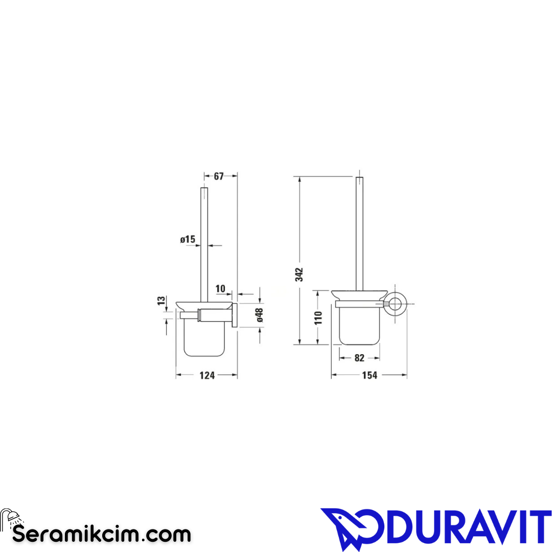 Duravit D-Code Duvardan Tuvalet Fırçası Krom