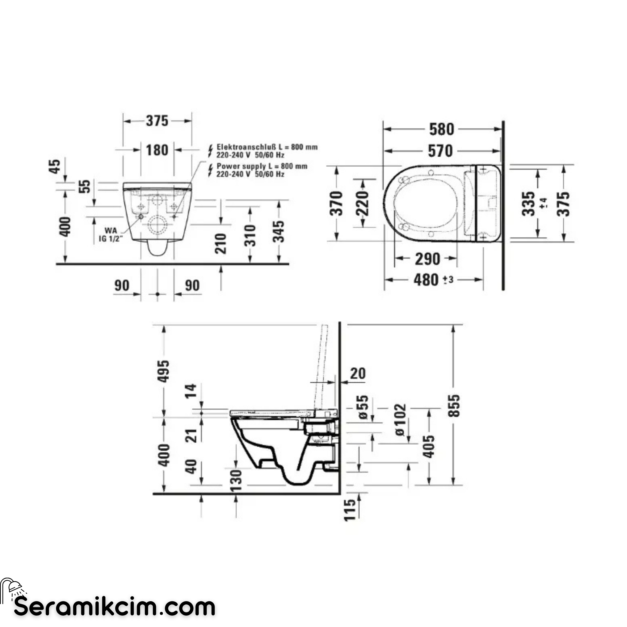 Duravit D-Neo Sensowash Kanalsız Rimless HygieneGlaze Akıllı Asma Klozet Seti (Özel Kutuda, Akıllı Klozet Kapağı Dahil) 654000012004300