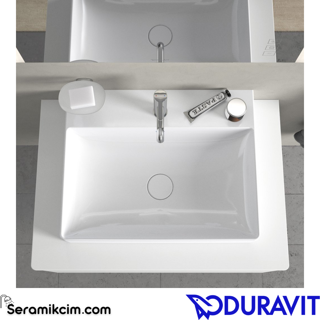 Duravit DuraSquare DuraCeram® Tezgahüstü Lavabo Armatür Delikli 60 cm