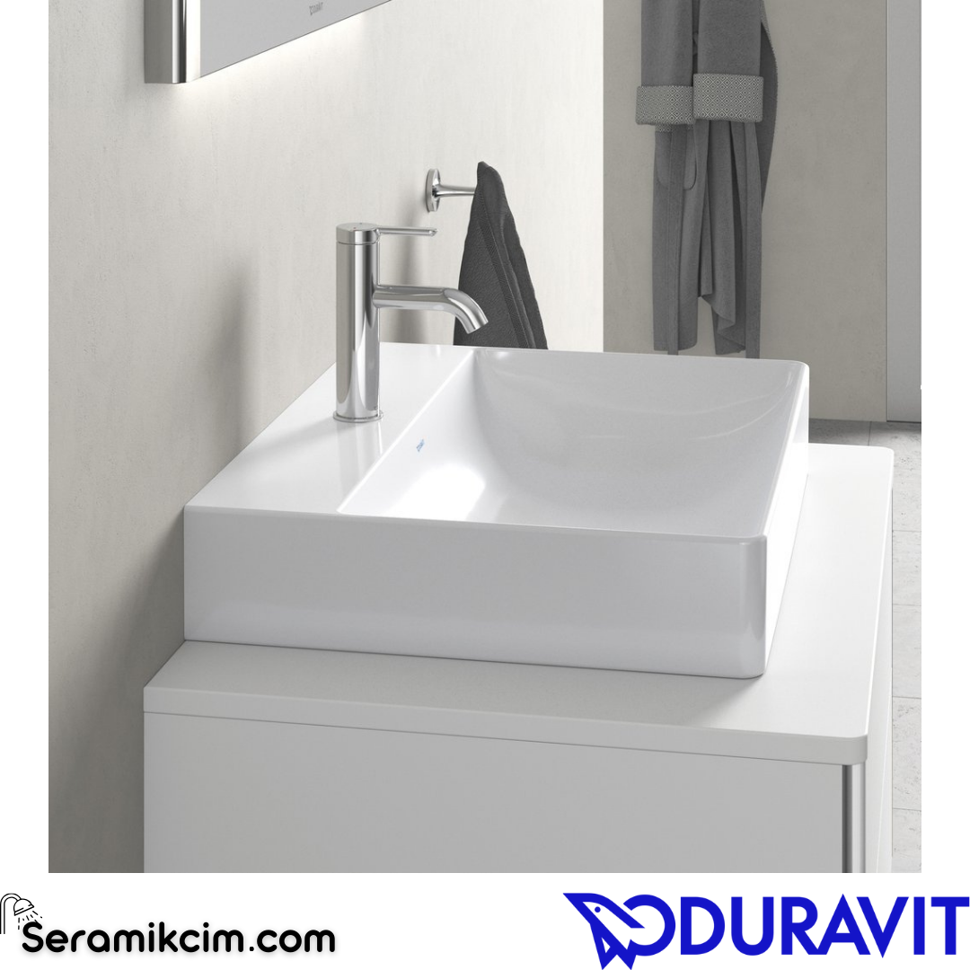 Duravit DuraSquare DuraCeram® Tezgahüstü Lavabo Armatür Delikli 60 cm
