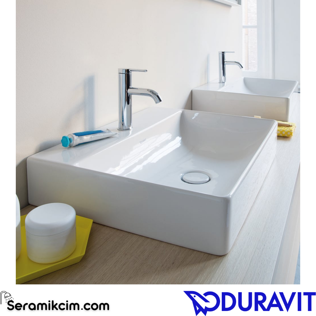 Duravit DuraSquare DuraCeram® Tezgahüstü Lavabo Armatür Delikli 60 cm
