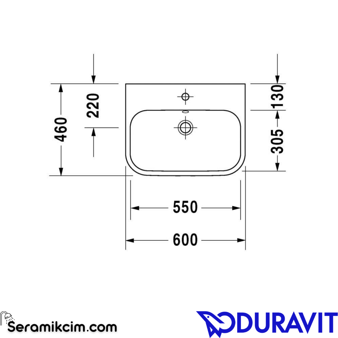 Duravit Happy D.2 Çanak Lavabo Armatür Delikli 60 cm