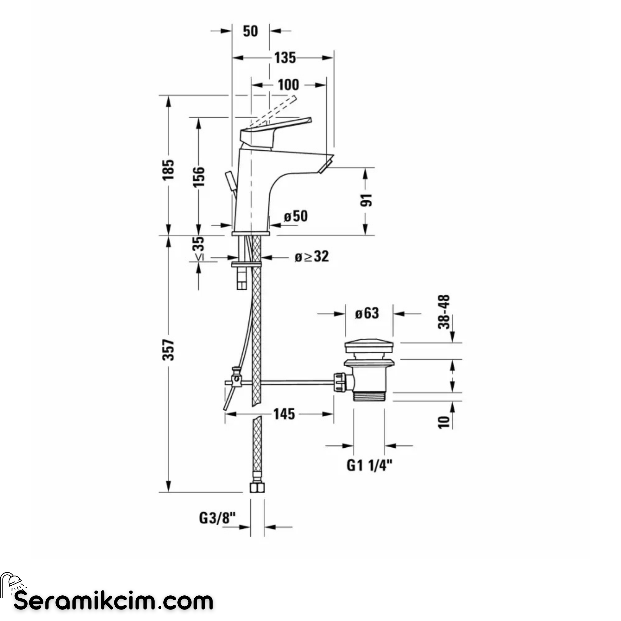 Duravit No.1 Lavabo Bataryası (S Boy) Sifon Kumandalı Krom N11011001010