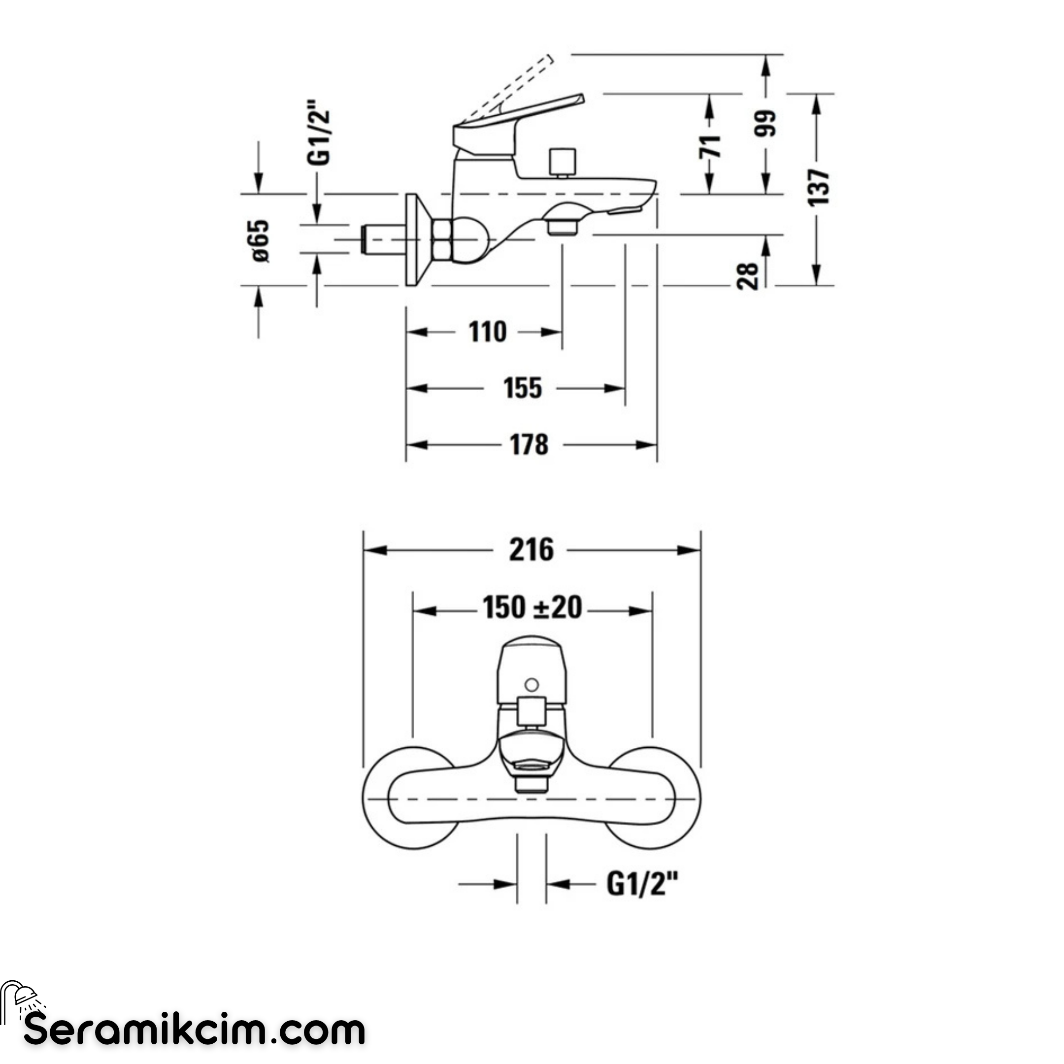 Duravit No.1 Banyo Bataryası Krom N15230000010