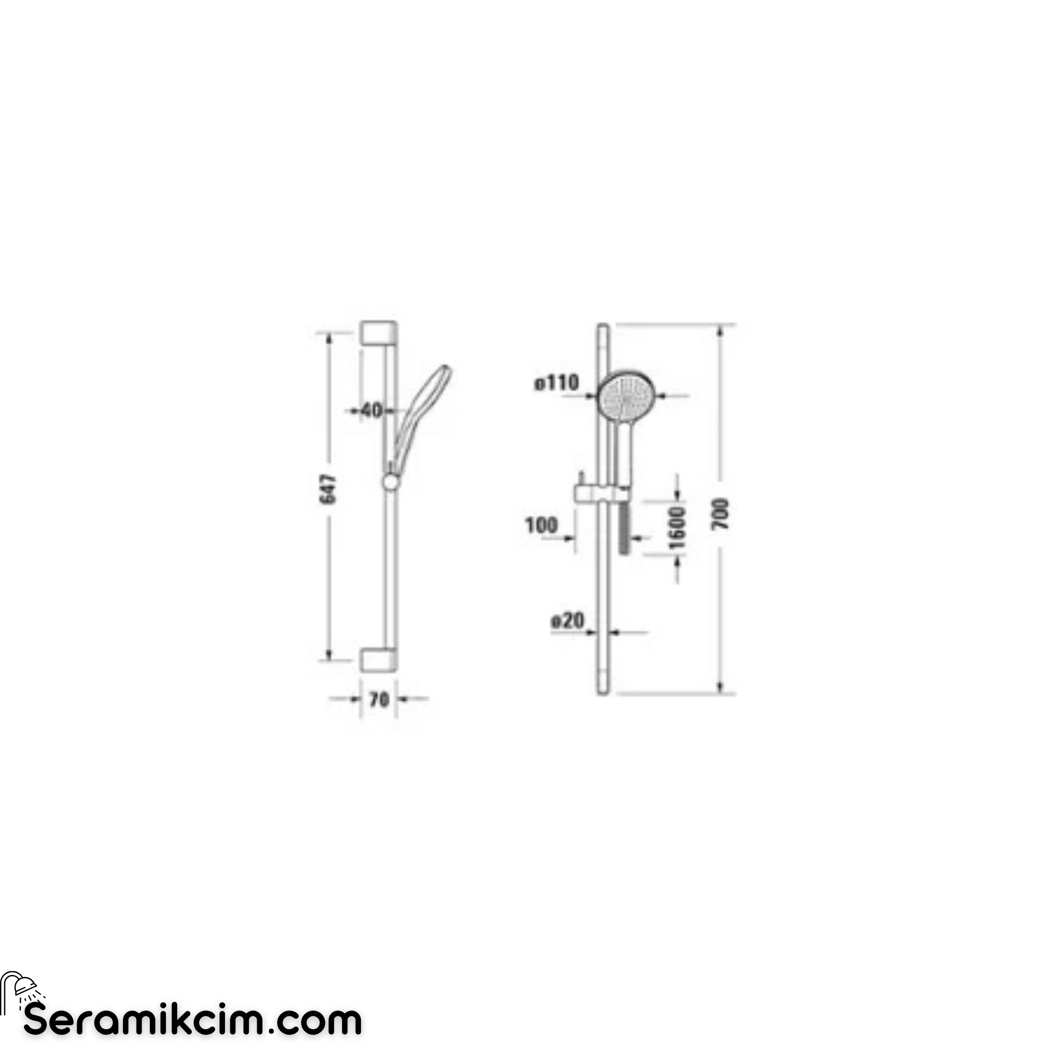 Duravit Sürgülü Duş Seti 1 Fonksiyonlu Krom Uv0680001010