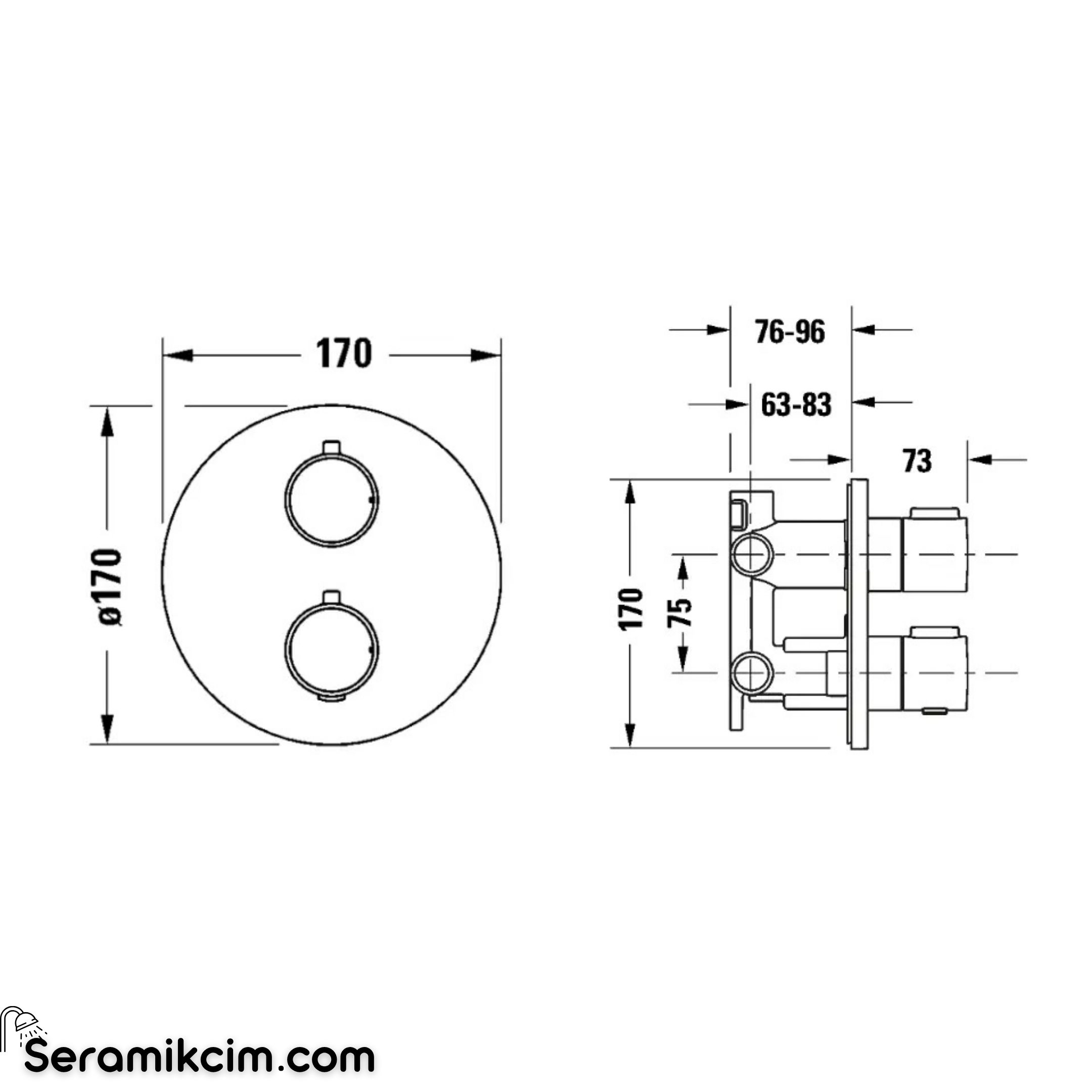 Duravit TH Ankastre Termostatik Banyo Bataryası, 2 Yollu Krom Th4200008010