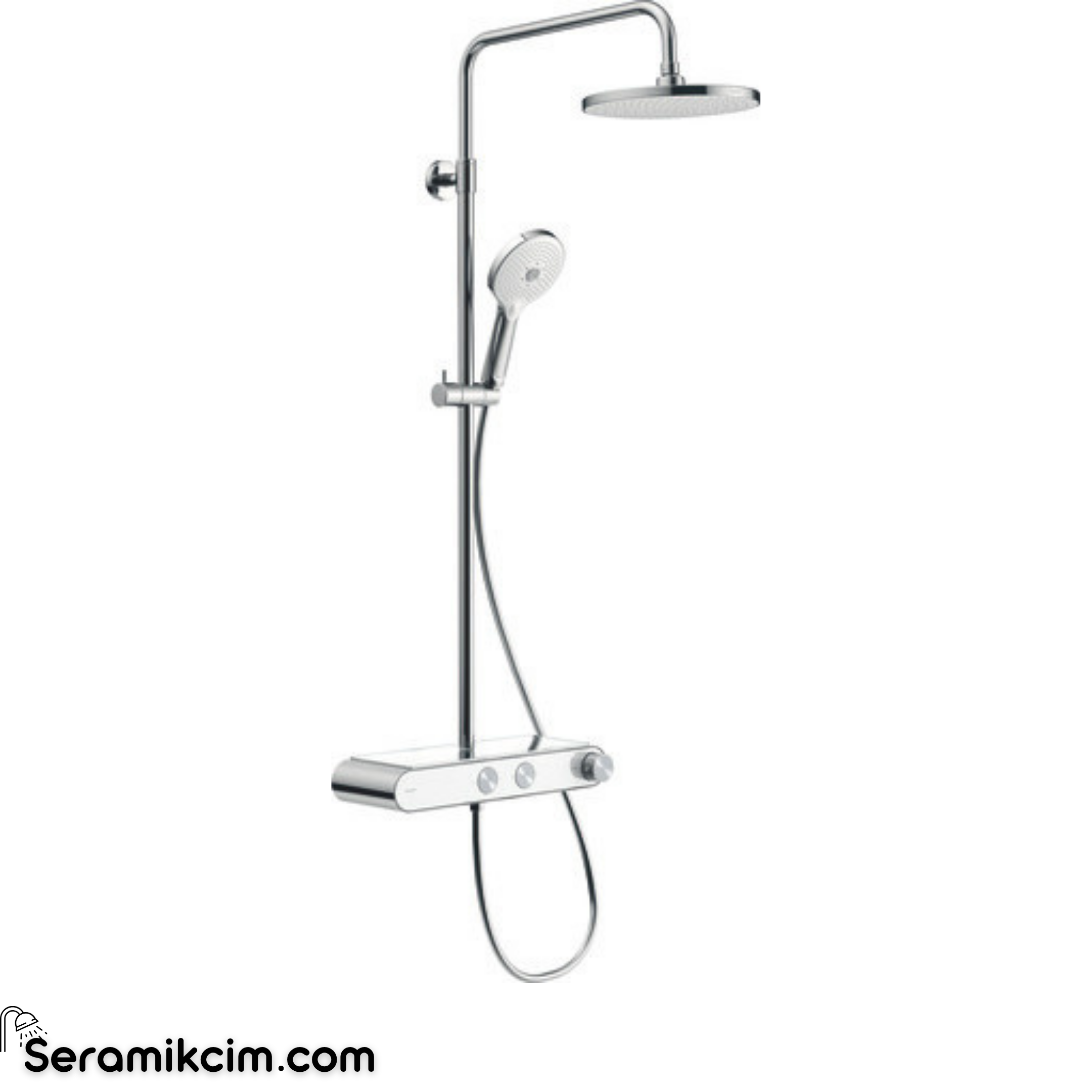 Duravit Th Duş Sistemi 1050, Raflı, Termostatik, Minus Flow, Parlak Krom 400X524X940 Mm Th4382008005