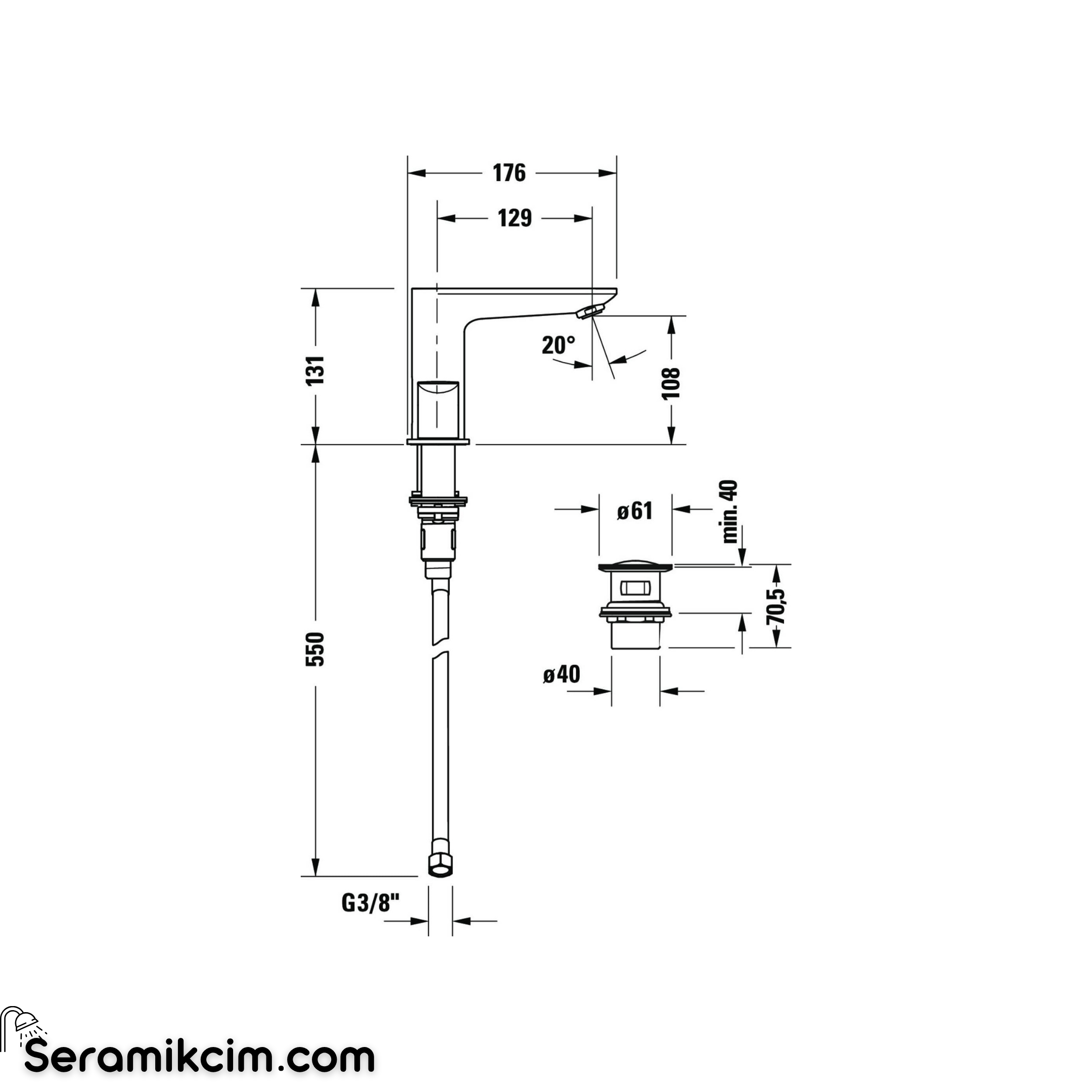 Duravit Wave 3 Delikli Lavabo Bataryası, Fırçalanmış Bronz WA1060005004