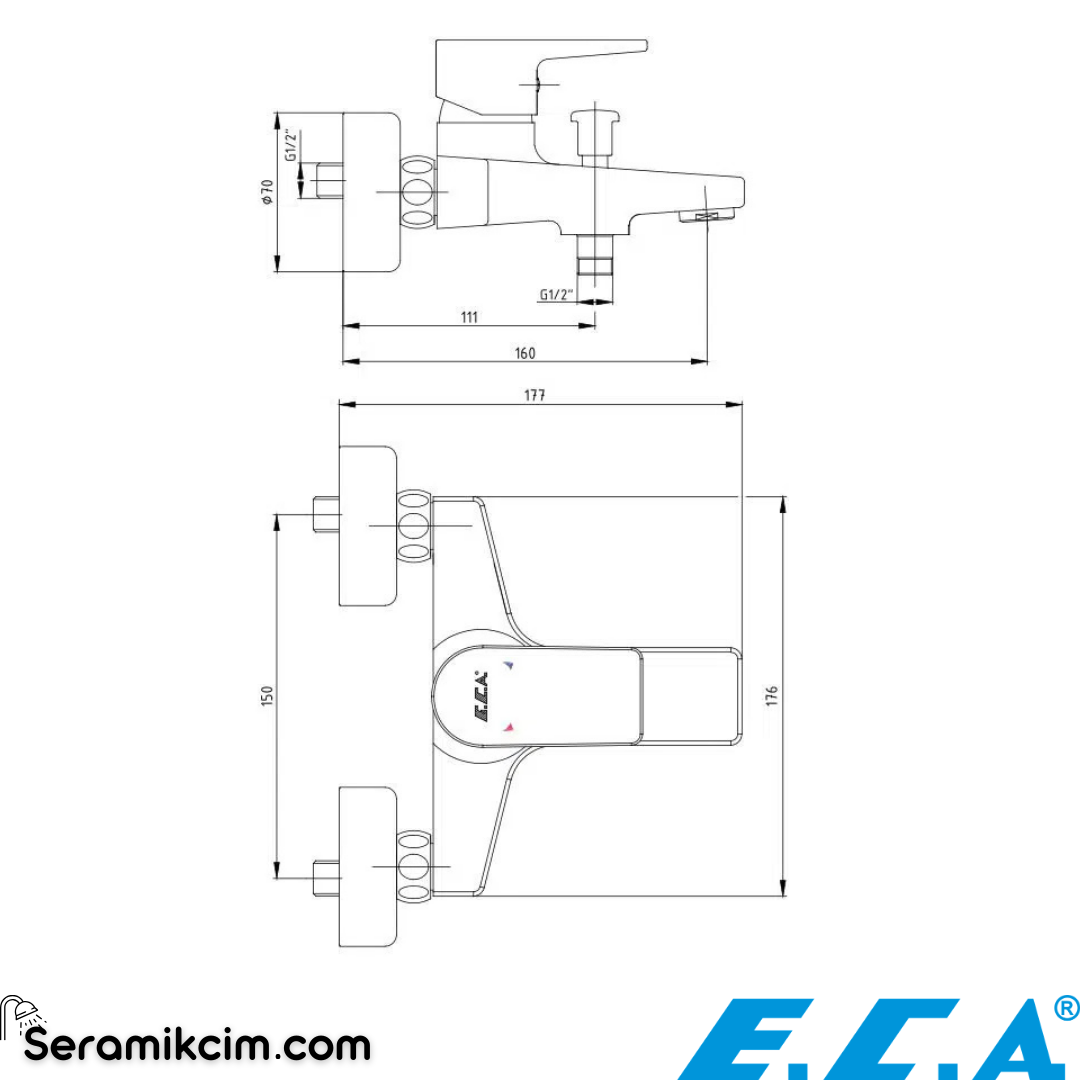 ECA Dalia Banyo Bataryası Krom 102102488