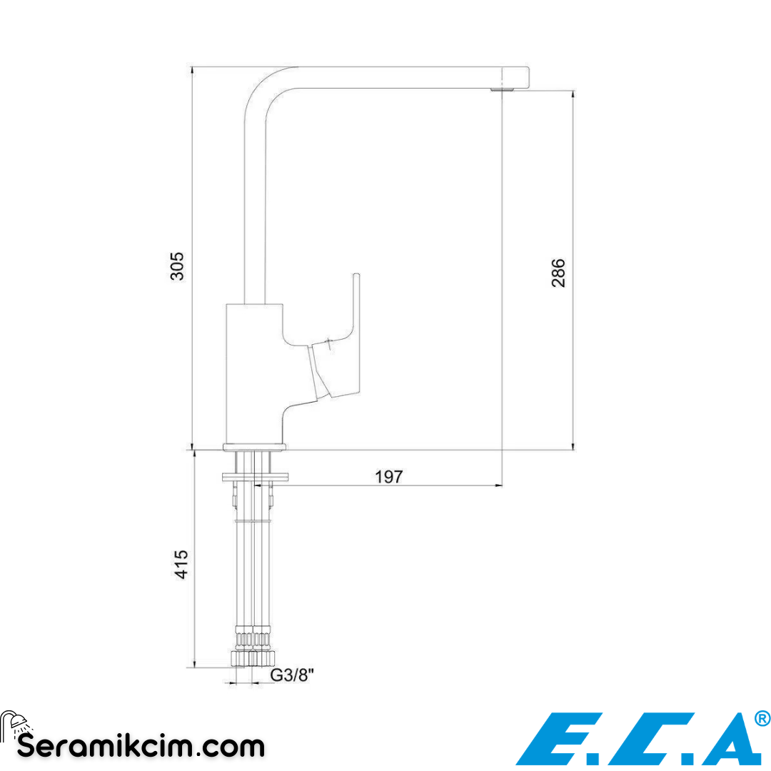 ECA Tiera Eviye Bataryası Mat Siyah 102118123C1