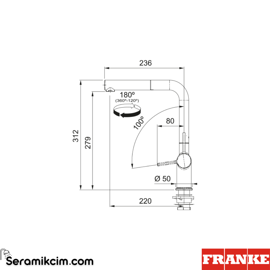 Franke Active Plus Doccia 2.0 Spiralli Mutfak Armatürü Stone Grey 115.0663.758