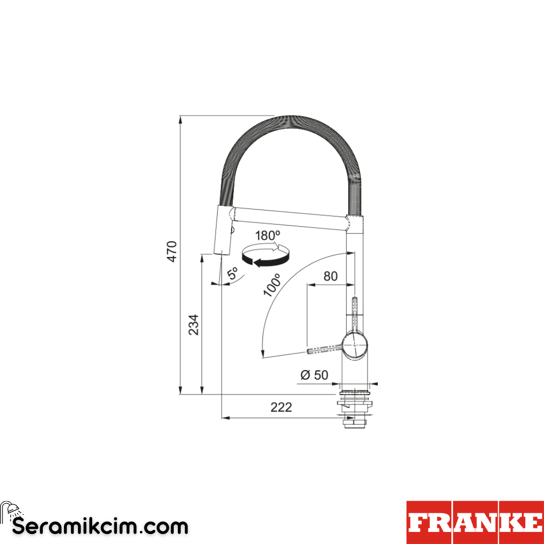Franke Active Plus Semi Pro Spiralli Mutfak Armatürü Mat Siyah 115.0653.409