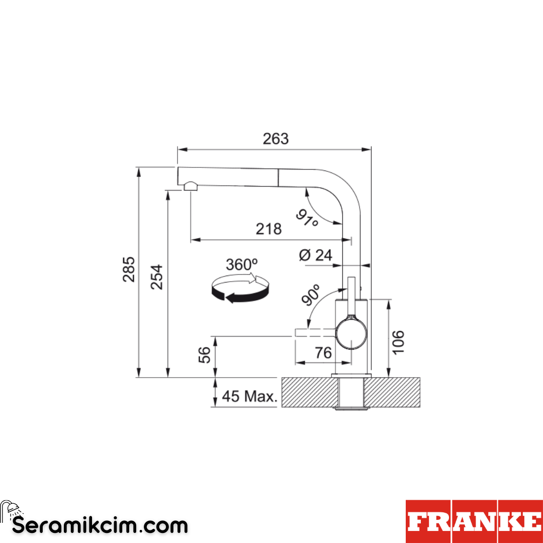 Franke Lina L Doccia Spiralli Mutfak Armatürü Krom 115.0712.420