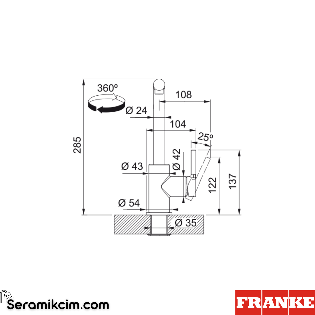 Franke Lina L Doccia Spiralli Mutfak Armatürü Krom 115.0712.420