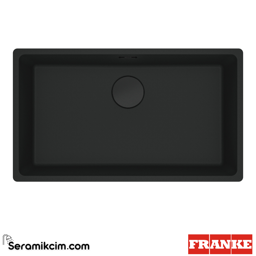 Franke Maris MRG 110-72 Tezgahaltı 1 Gözlü Dikdörtgen 753x433mm Granit Eviye Mat Siyah 125.0686.637125.0686.637