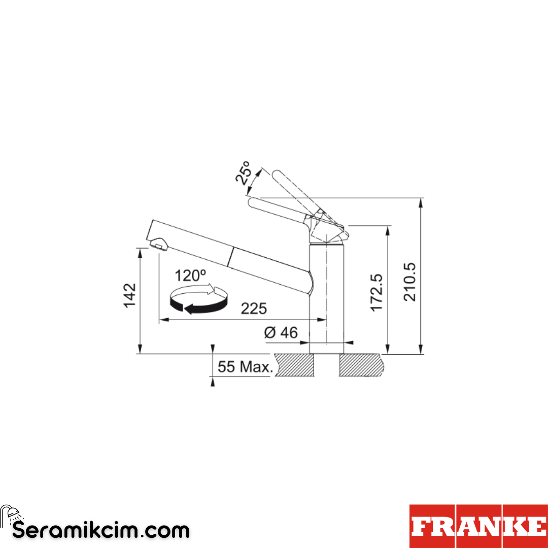 Franke Orbit Doccia Spiralli Mutfak Armatürü Krom 115.0623.055