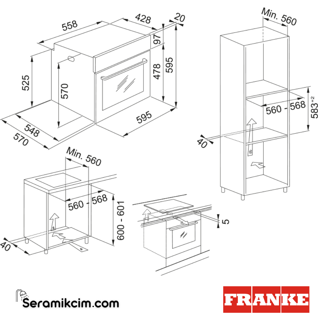 Franke Smart FSM 82 H XS 8 Programlı 71lt A Enerji Sınıfı Fırın Siyah Cam / Inox 116.0605.987 - 116.0605.987