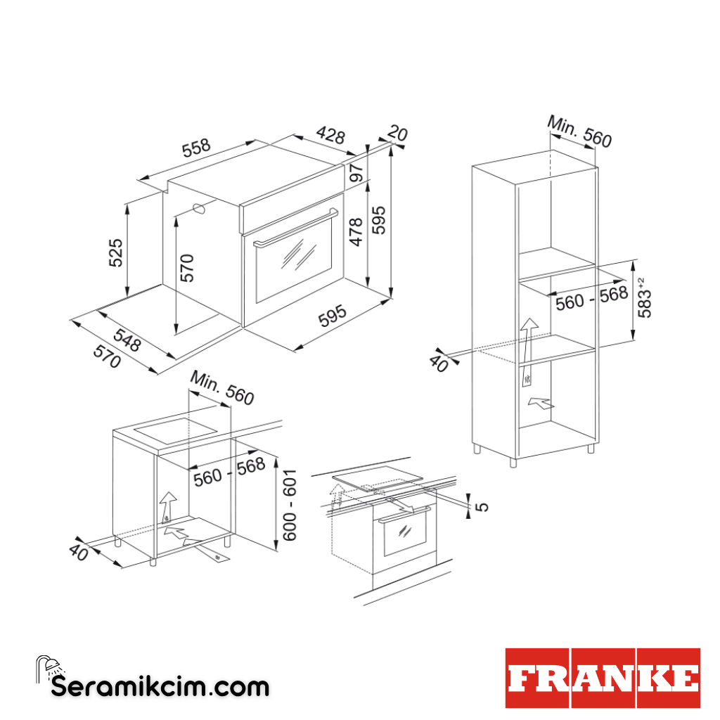 Franke Smart Linear FSL 82 H XS 8 Programlı 71lt A Enerji Sınıfı Fırın Siyah Cam / Inox 116.0609.445 - 116.0609.445