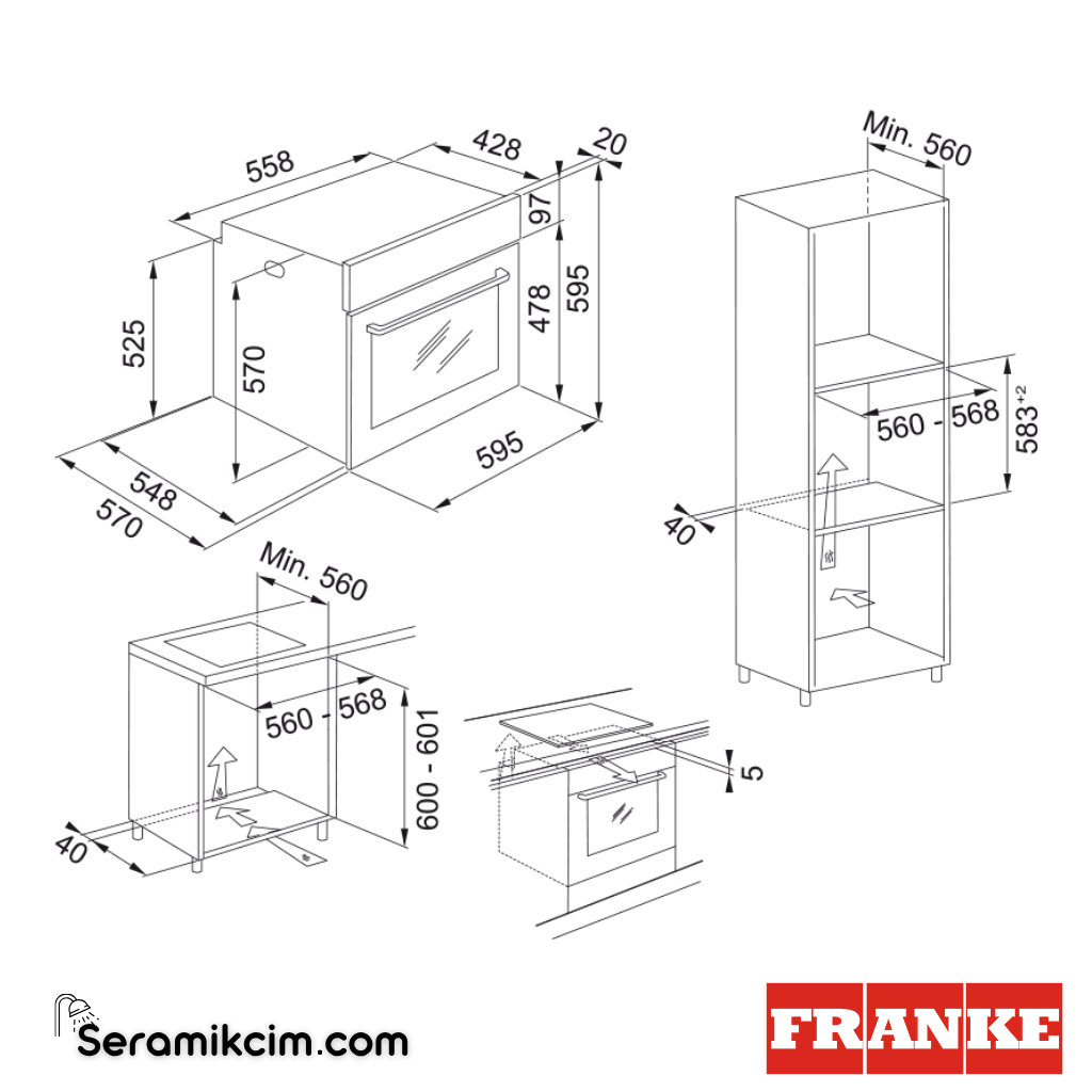 Franke Smart Linear FSL 86 H BK 8 Programlı 71lt A Enerji Sınıfı Fırın Beyaz Cam 116.0609.448 - 116.0609.448
