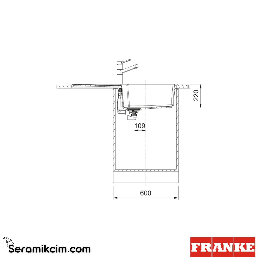 Franke Urban UBG 611-100 Tezgahüstü Damlalıklı 1 Gözlü Dikdörtgen 1000x500mm Granit Eviye Nero 114.0688.448