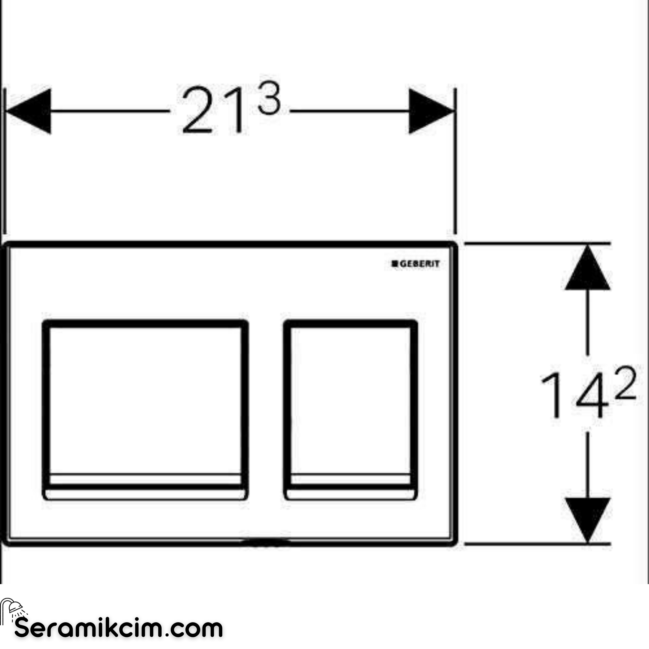 Geberit Alpha35 Kumanda Paneli Çift Basmalı Mat Krom
