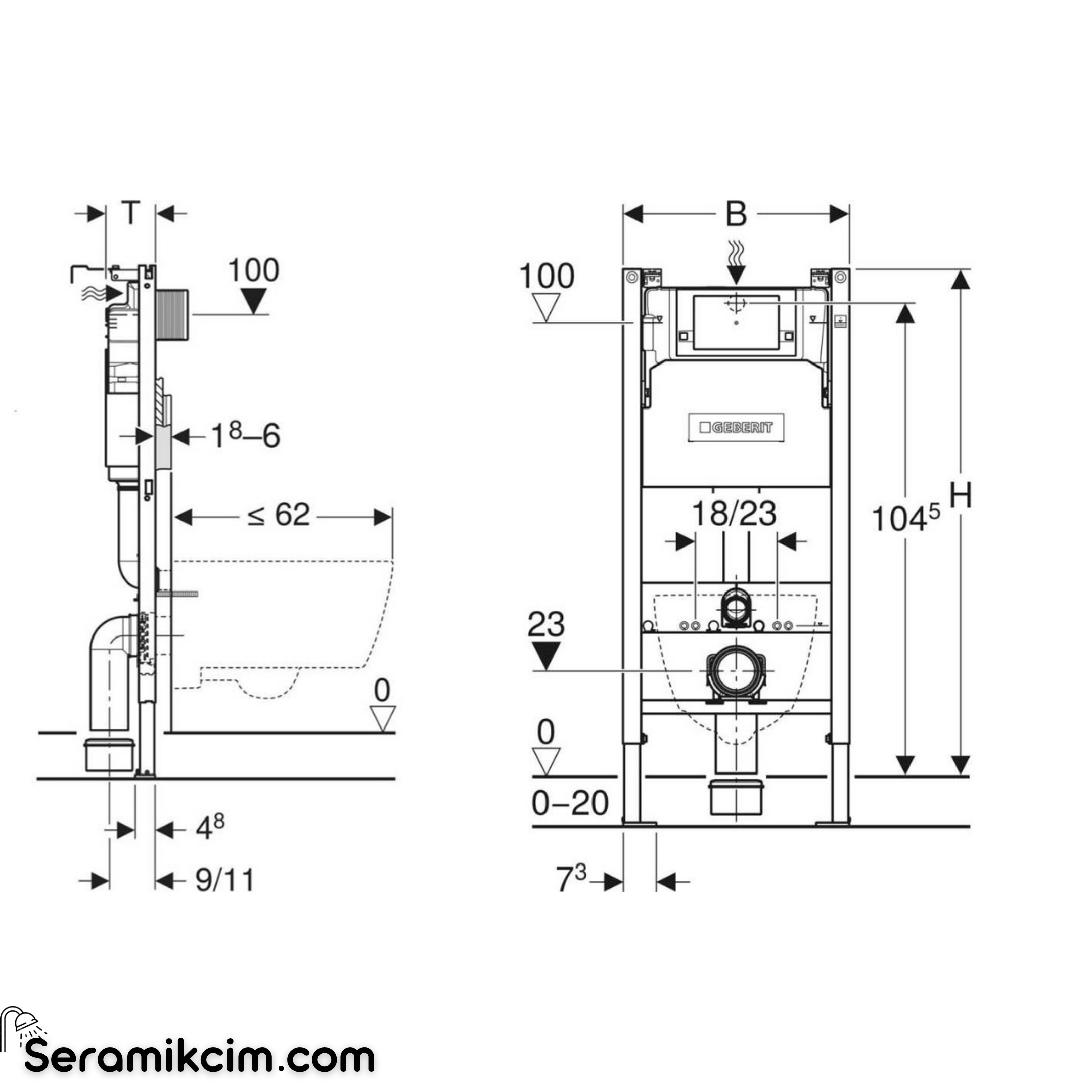 Geberit Gömme Rezervuar Alpha 12cm Duofix 112 cm