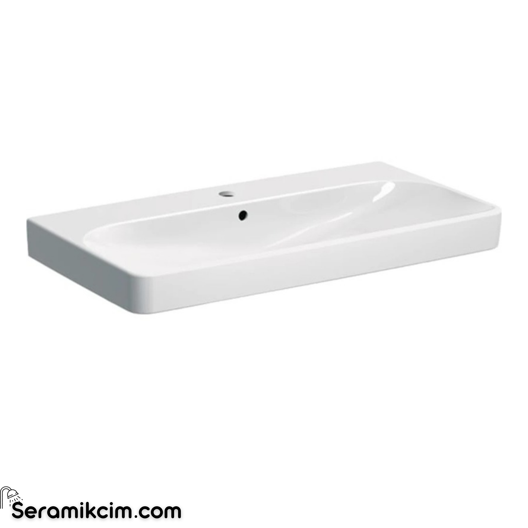 Geberit Smyle etajerli lavabo, batarya delikli, 90 cm