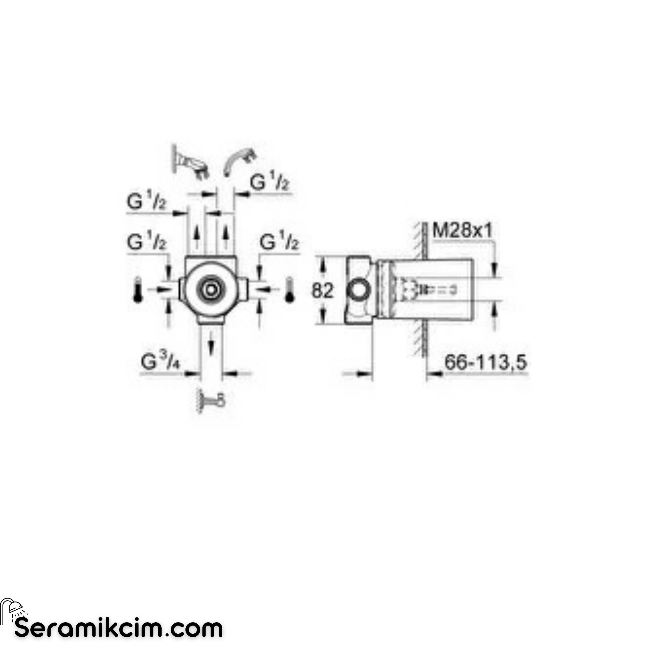 Grohe 3 Yollu Yön Değiştirici İçin İç Gövde 29033000