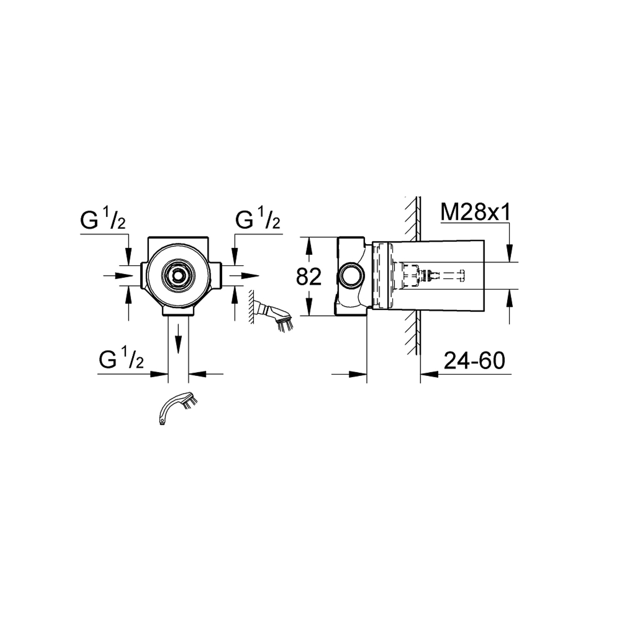 Grohe 3 Yollu Yön Değiştirici İçin İç Gövde 29706000
