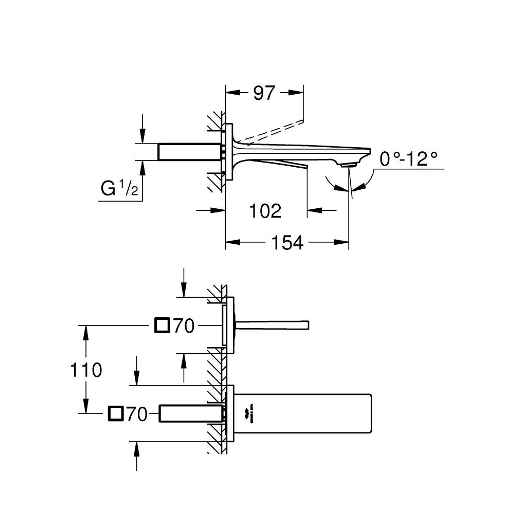Grohe Allure Ankastre 2 Delikli Lavabo Bataryası S Boy (Sıva Üstü Grubu) Fırçalı Bakır 19309DL2