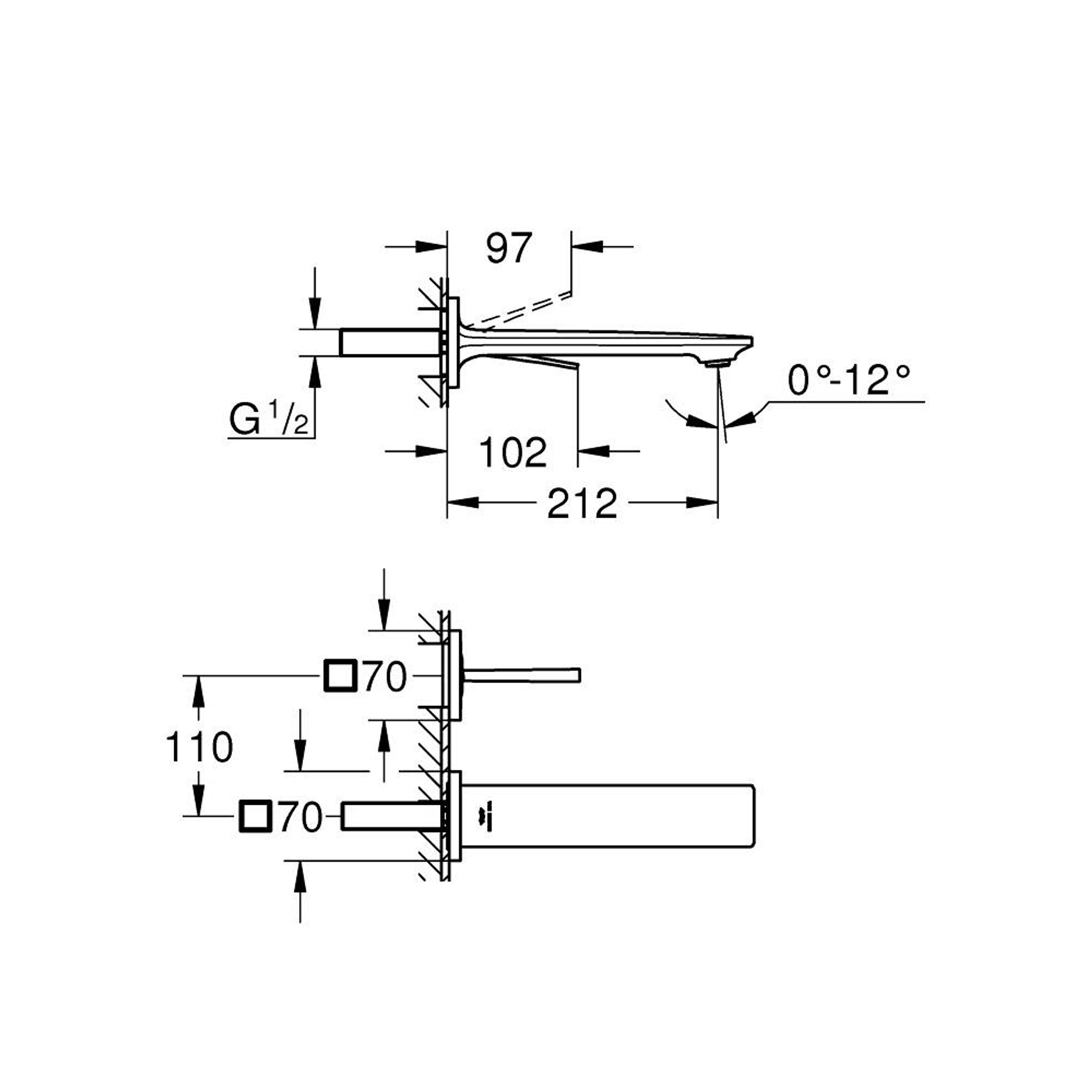 Grohe Allure Ankastre 2 Delikli Lavabo Bataryası M Boy (Sıva Üstü Grubu) Fırçalı Bakır 19386DL2