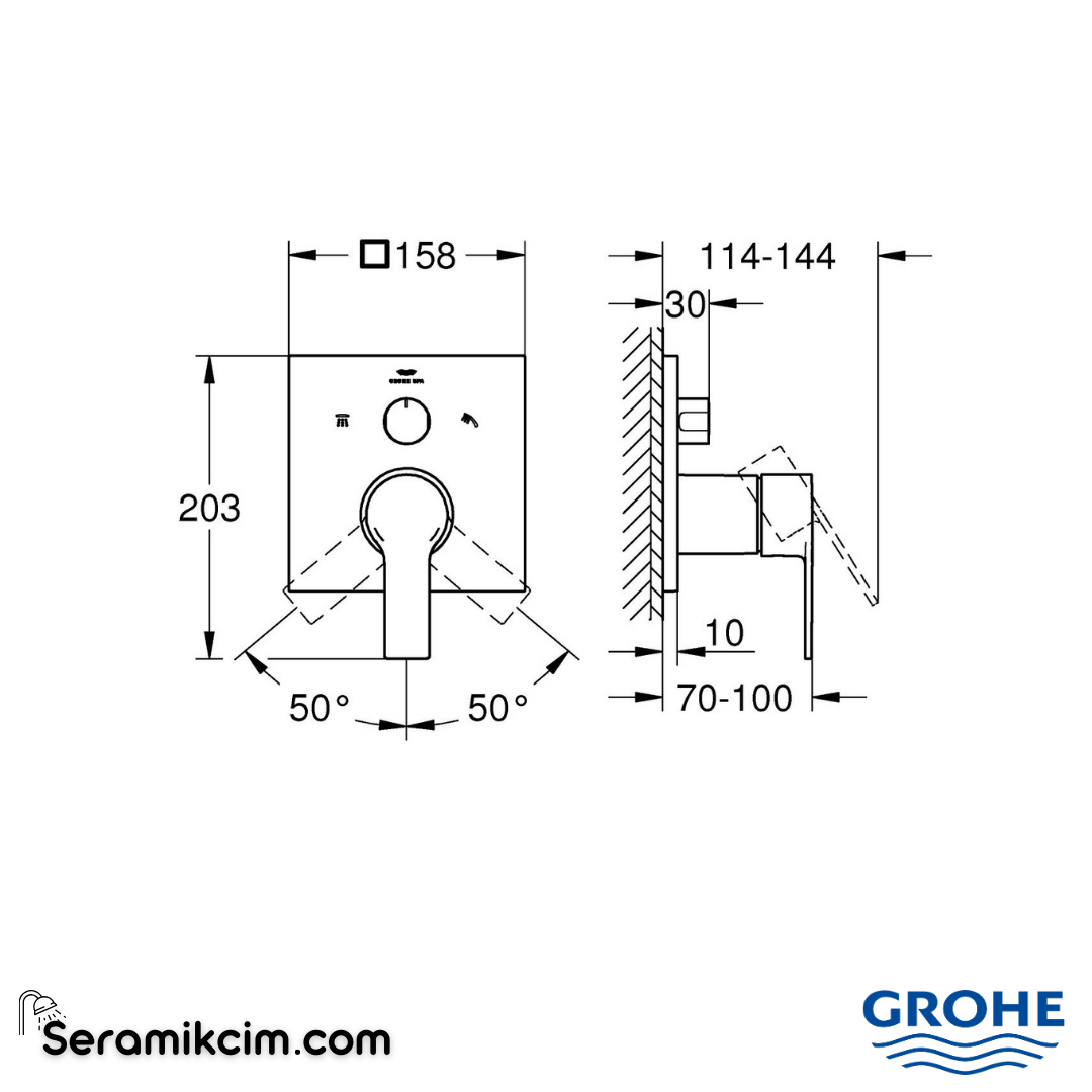 Grohe Allure Ankastre Banyo Bataryası (3 Yollu Sıva Üstü Grubu) Fırçalı Altın 29176GN1 - 29176GN1