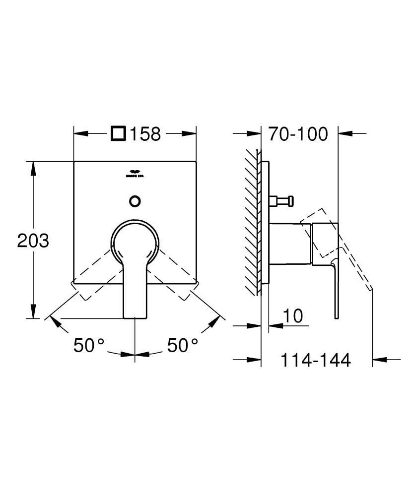 Grohe Allure Ankastre Banyo/Duş Bataryası, Parlak Altın 19315GL1