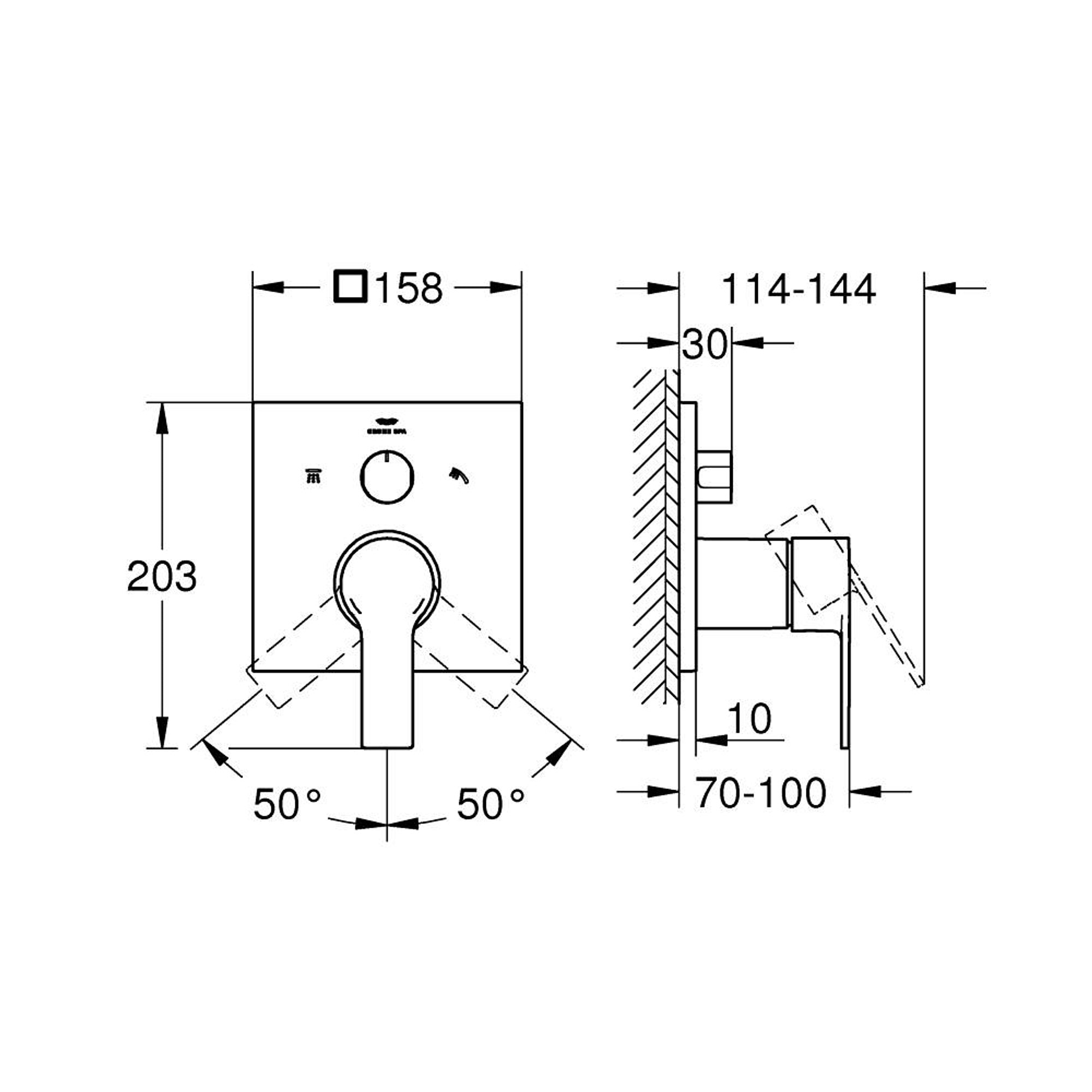 Grohe Allure Ankastre Duş Bataryası 3 Yollu Fırçalı Altın 29176GN1