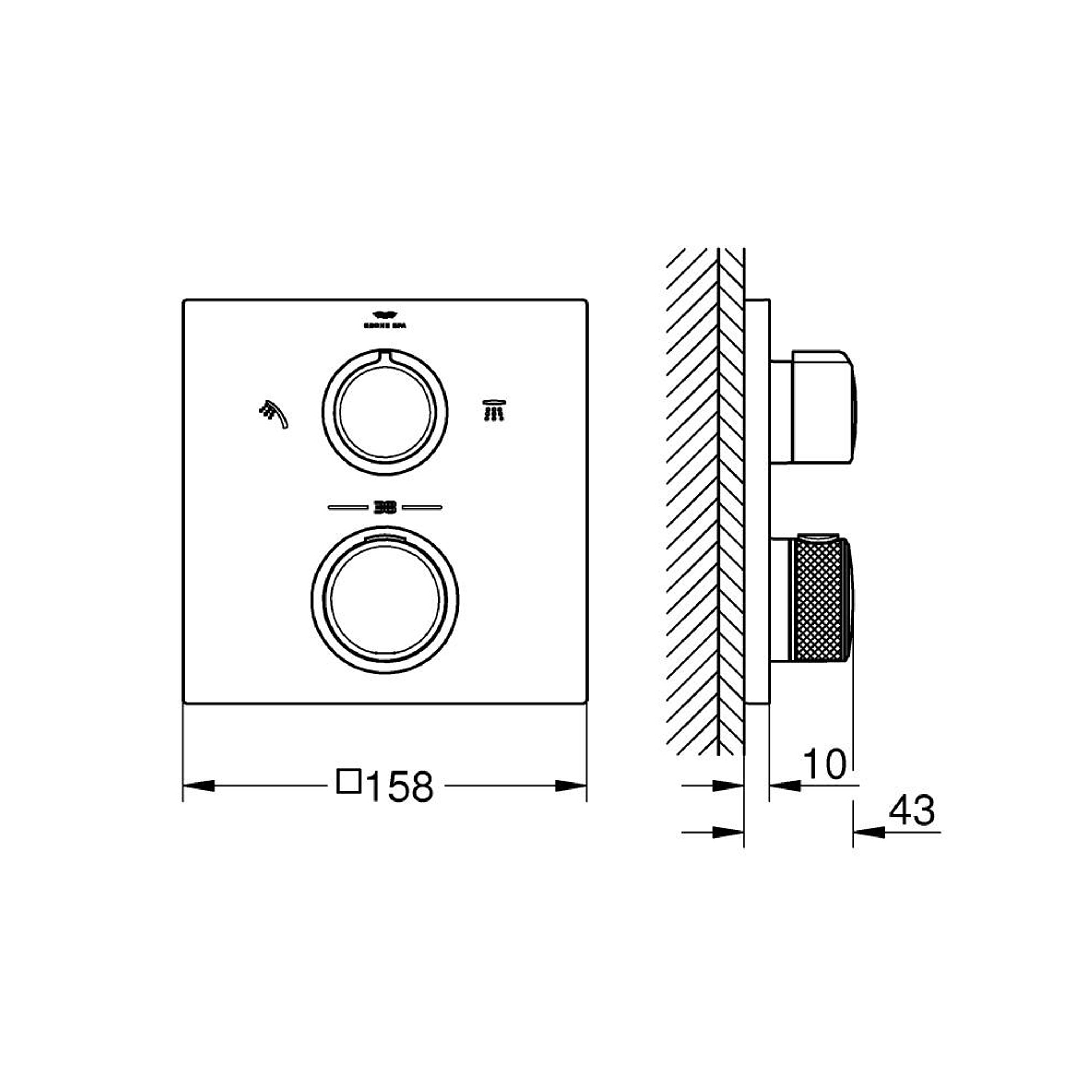 Grohe Allure Ankastre Termostatik Batarya 2 Yollu Yönlendiricili Krom 29181002