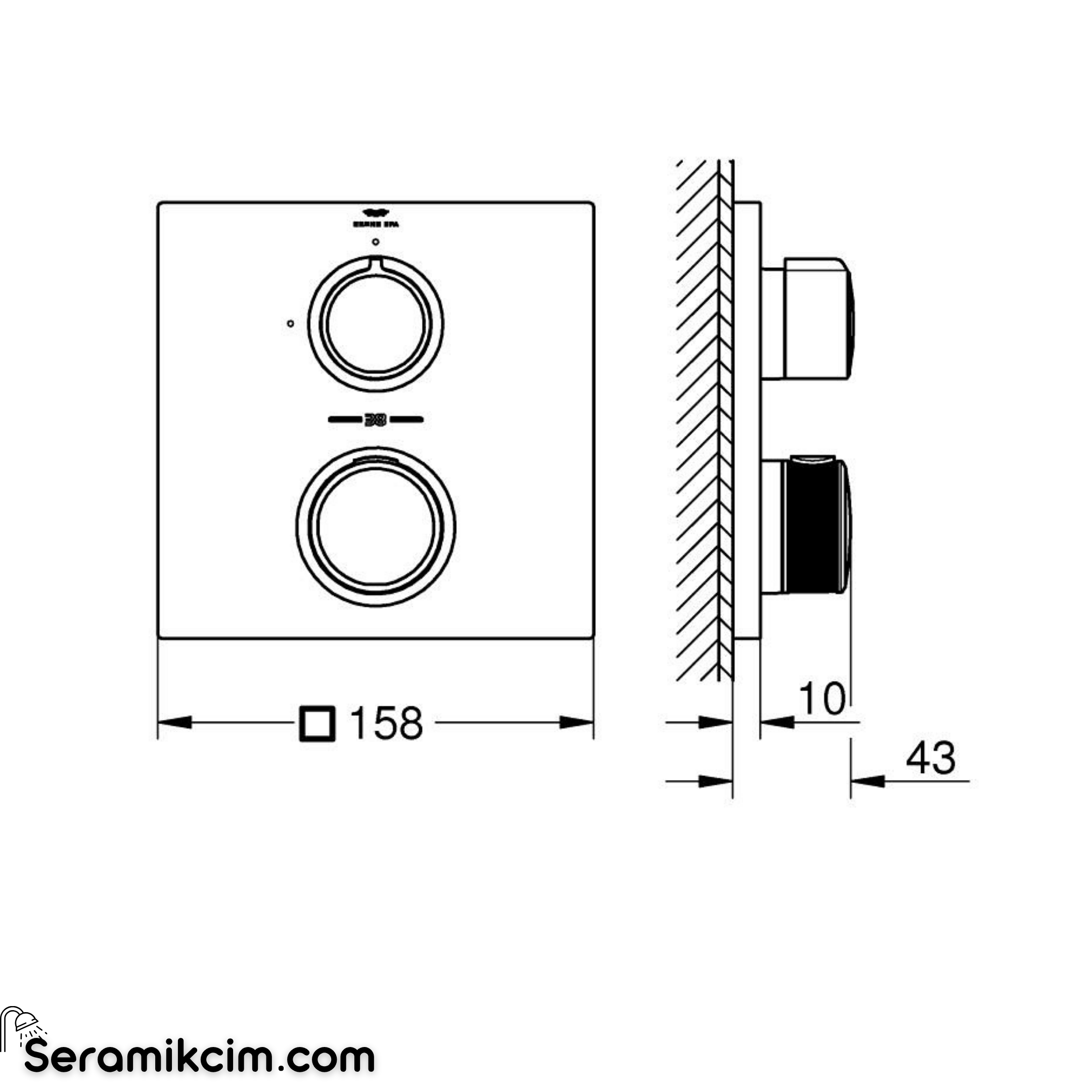 Grohe Allure Ankastre Termostatik Duş Bataryası (Sıva Üstü Grubu), Fırçalı Altın 19380GN2 