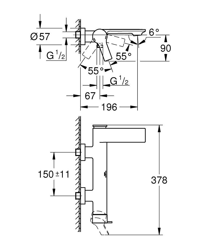 Grohe Allure Banyo Bataryası, Paslanmaz Çelik 32826DC1