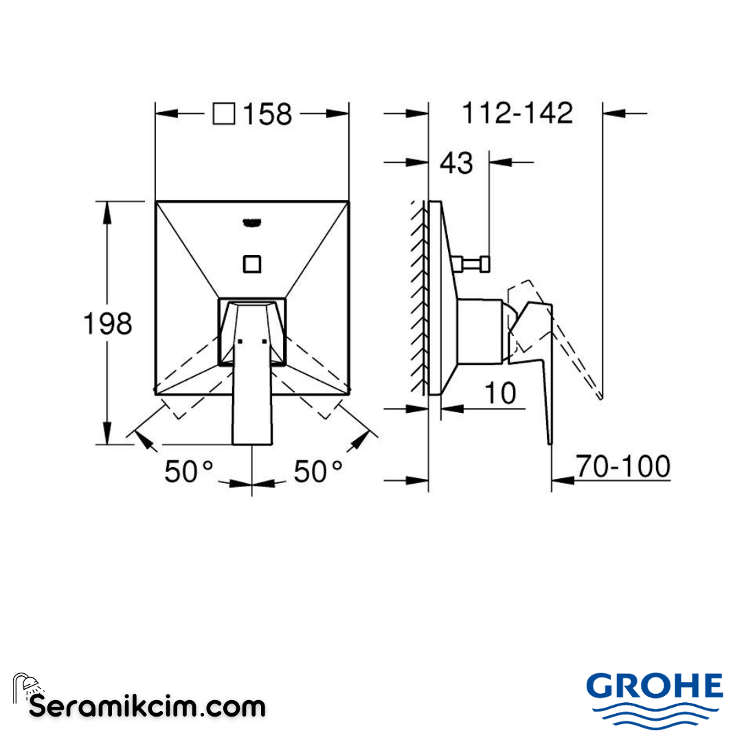 Grohe Allure Brilliant Ankastre Banyo ve Duş Bataryası (Sıva Üstü Grubu) Krom 24072000 - 24072000