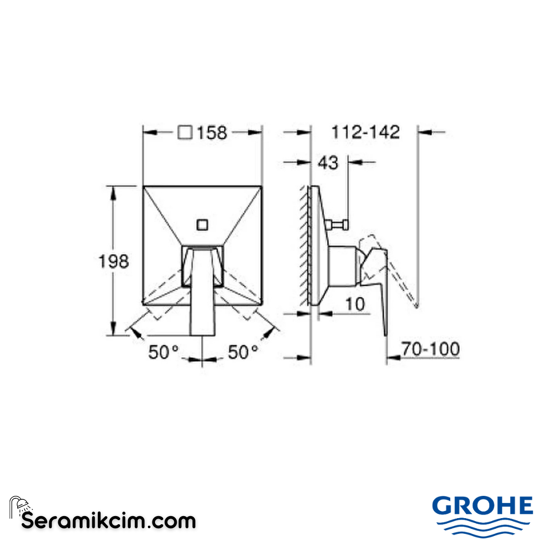 Grohe Allure Brilliant Ankastre Banyo ve Duş Bataryası (Sıva Üstü Grubu) Krom 24279000 - 24279000